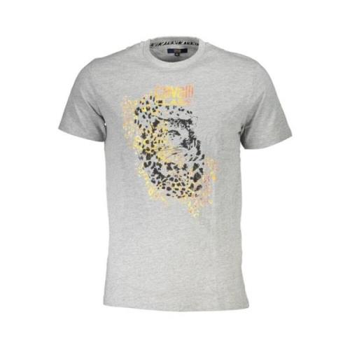 Cavalli Class Grå Bomull Logo Print T-shirt Gray, Herr