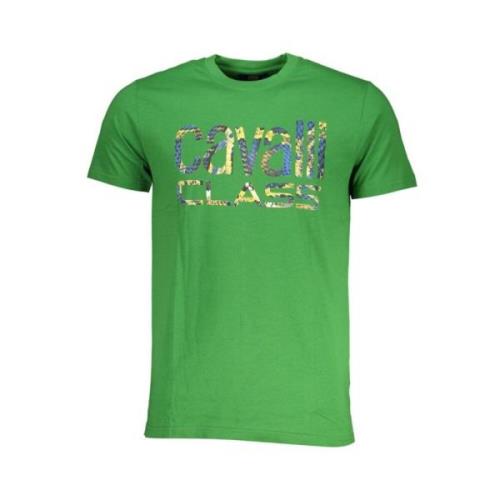 Cavalli Class Grön Bomull Logo Print T-shirt Green, Herr