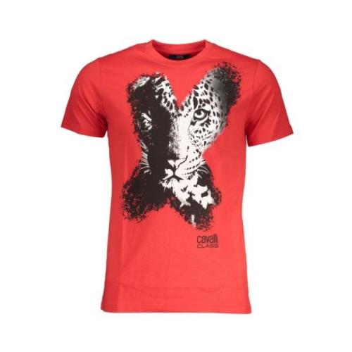 Cavalli Class Röd Bomull Logo Print T-Shirt Red, Herr