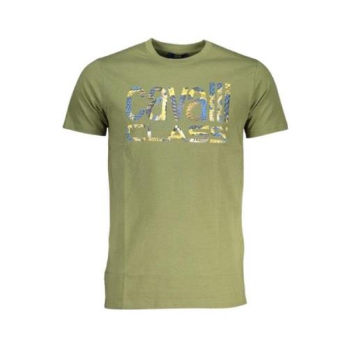 Cavalli Class Grön Bomull Logo Print T-shirt Green, Herr