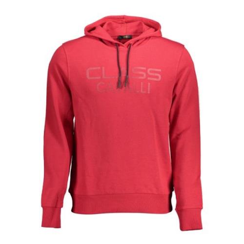 Cavalli Class Röd hoodie långärmad tryck logotyp Red, Herr