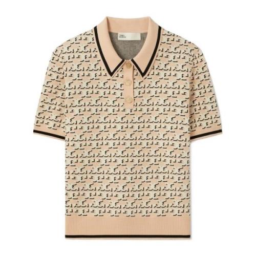 Tory Burch Jacquard Polo Tröja Beige, Dam