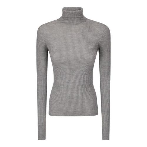 Sportmax Turtleneck Sweater i ren ull Gray, Dam