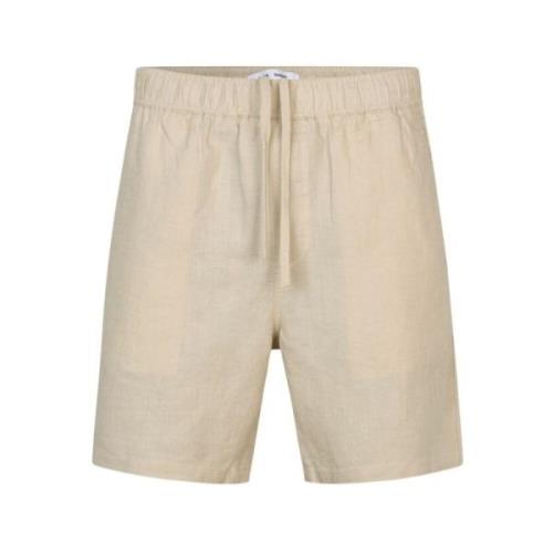 Samsøe Samsøe Linne Shorts Med Mellanhög Midja Beige, Herr