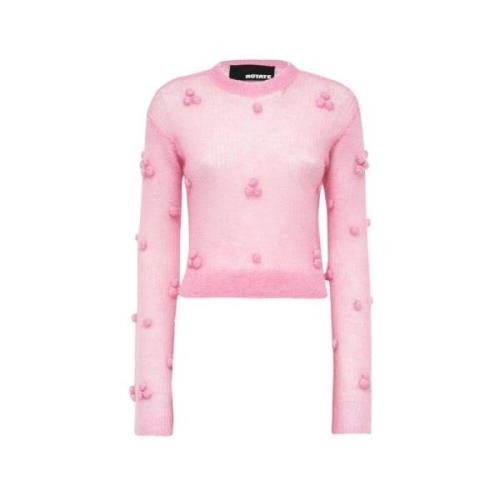 Rotate Birger Christensen Flared Sleeve Crew Neck Sweater Pink, Dam