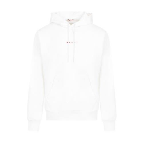 Marni Vit Bomullsweatshirt med Huva White, Herr