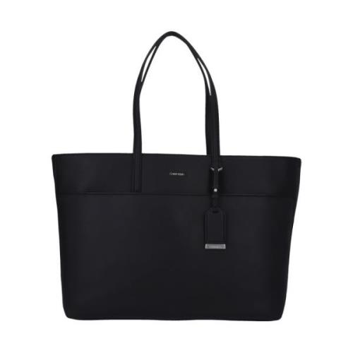 Calvin Klein Svart Eco Läder Shoppingväska Black, Dam