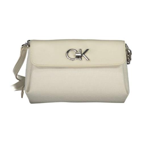 Calvin Klein Beige Axelväska med Kedjehandtag Beige, Dam