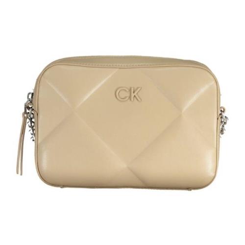 Calvin Klein Beige Axelväska med Justerbar Rem Beige, Dam