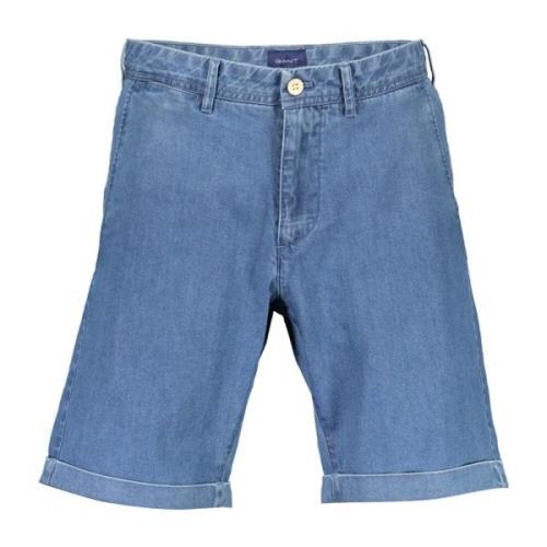 Gant Ljusblå Bomull Denim Shorts för Män Blue, Herr