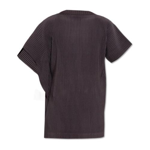 Issey Miyake Veckad T-shirt Brown, Herr