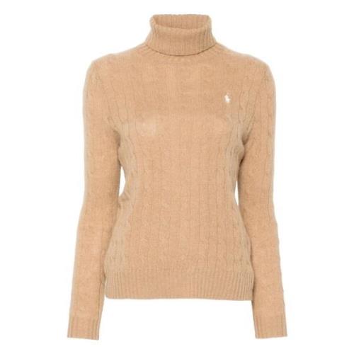 Polo Ralph Lauren Beige Stickad Tröja med Polo Pony Beige, Dam