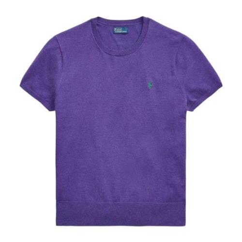 Ralph Lauren Räfflad Crew Neck Sweater Purple, Dam