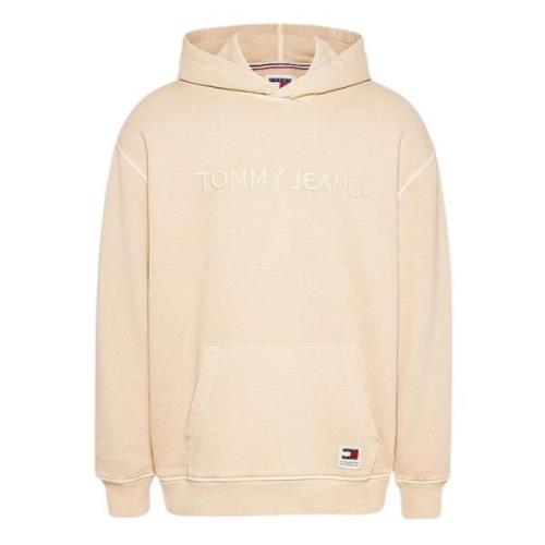 Tommy Hilfiger Beige Hoodie Tröja Avslappnad Passform Beige, Herr