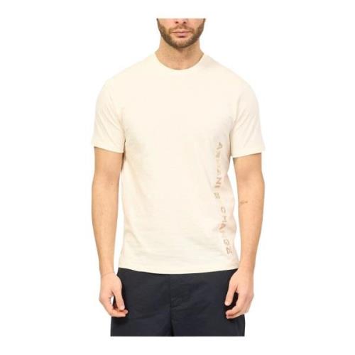 Armani Exchange Broderad sidologo T-shirt Beige, Herr