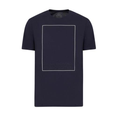 Armani Exchange Bomull Logo Relief T-shirt Blue, Herr