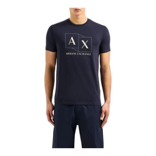 Armani Exchange Kortärmad Bomull Logo T-shirt Blue, Herr