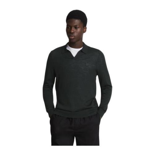 Lyle & Scott Merino Collared Jumper med Tonal Eagle Black, Herr