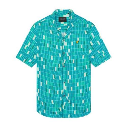 Lyle & Scott Pool Print Vävd Skjorta Blue, Herr