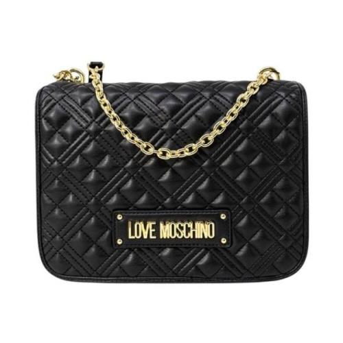 Love Moschino Svart axelväska med klämfäste Black, Dam