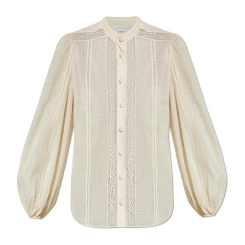 Zimmermann Ståkrage Skjorta Beige, Dam