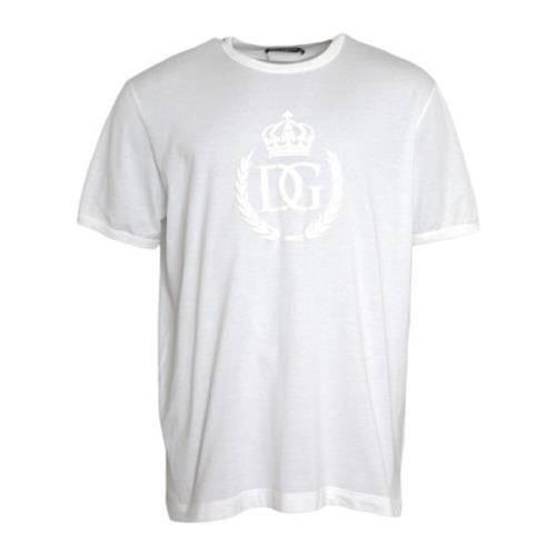 Dolce & Gabbana Präglad Logotyp Crewneck T-shirt White, Herr