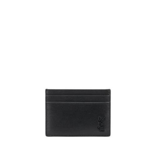 Saint Laurent Logo Plaque Korthållare Fodral Black, Herr