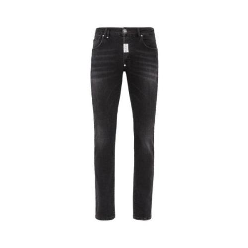 Philipp Plein Klassiska Denim Jeans för Vardagsbruk Black, Herr