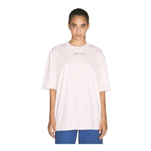 Marni Logo Print Bomull T-shirt White, Dam