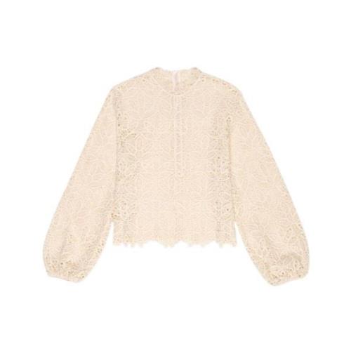 The New Society Vanilla Cream Crochet Blouse Set Beige, Dam