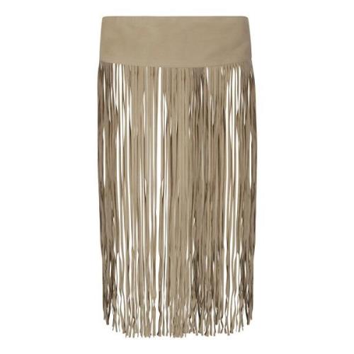 Wild Cashmere Fringed Läderbälte Beige, Dam