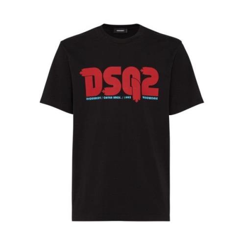 Dsquared2 Svart Regular Fit Tee Vinterkollektion Black, Herr