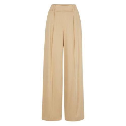 Hugo Boss Flowing Twill Wide Leg Pants Beige, Dam