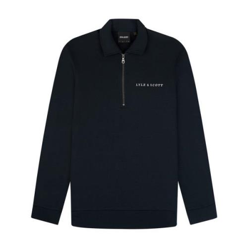 Lyle & Scott Broderad Sweatshirt med Krage Blue, Herr