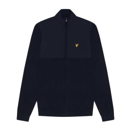 Lyle & Scott Stickad Hel Dragkedja Tröja Blue, Herr