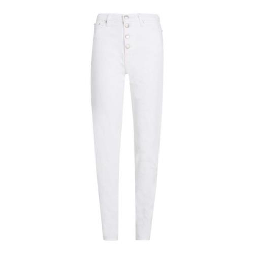 Calvin Klein Jeans Hög Midja Vit Denim Mom Jeans White, Dam