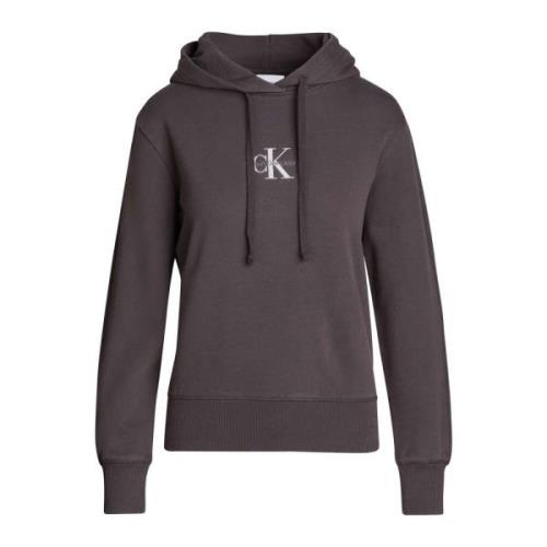 Calvin Klein Jeans Svart Tvättad Sweatshirt med Huva Gray, Dam