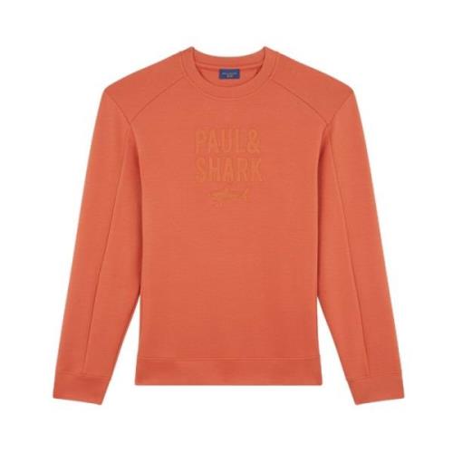 Paul & Shark Texturerad Rund Hals Sweatshirt Orange, Herr