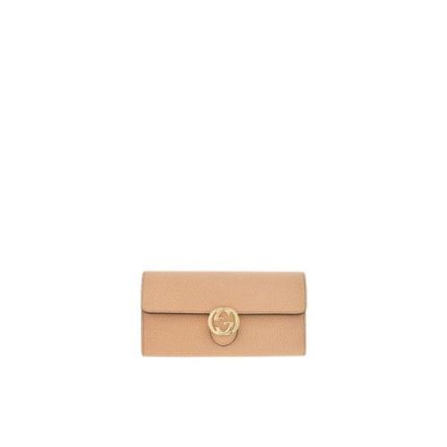 Gucci Beige Interlocking Plånbok Beige, Dam