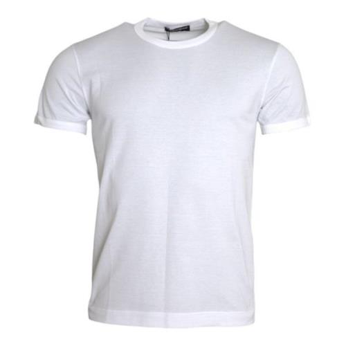 Dolce & Gabbana Vit Bomull T-shirt med Rund Hals och Korta ärmar White...