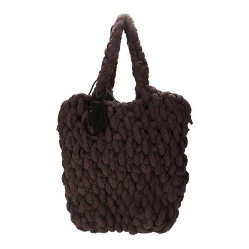 JW Anderson Chenille Shopper med Snap Stängning Brown, Dam