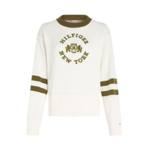 Tommy Hilfiger Varsity Roundall V-Neck Sweater White, Dam