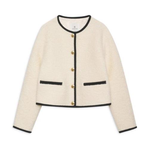 Anine Bing Elegant Logan Blazer Ivory Guld Knappar Beige, Dam