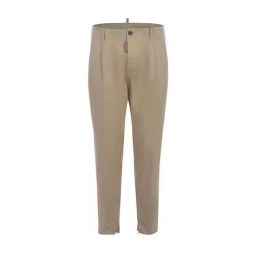 Dsquared2 Bomullbyxor med Logodetalj Beige, Herr