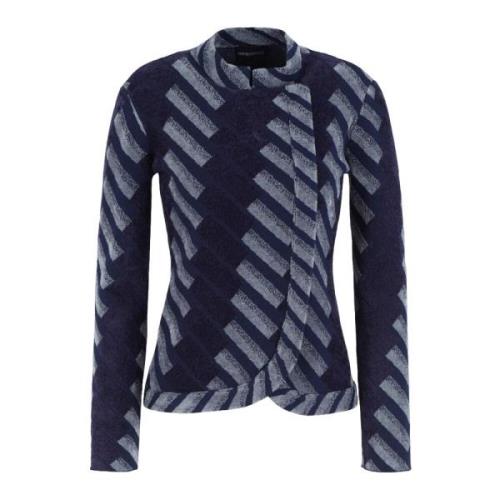 Emporio Armani Stickade Mönstrade Jackor Dold Dragkedja Blue, Dam