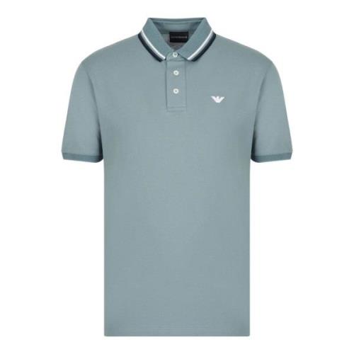 Emporio Armani Grön Randig Polotröja Green, Herr