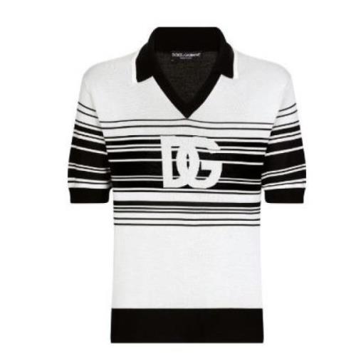 Dolce & Gabbana Silke Jacquard Polo Skjorta White, Herr