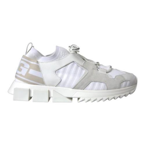 Dolce & Gabbana Vit Mesh Sorrento Trekking Sneakers Herr Skor White, H...