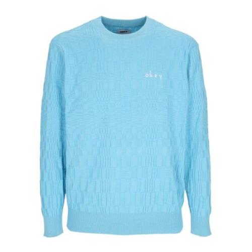 Obey Himmelblå Crewneck Tröja Lättvikt Bomull Blue, Herr