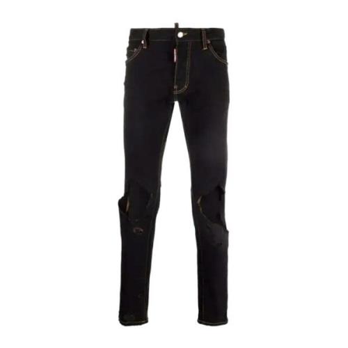 Dsquared2 Svarta Jeans Ss22 Distressed Effekt Black, Herr